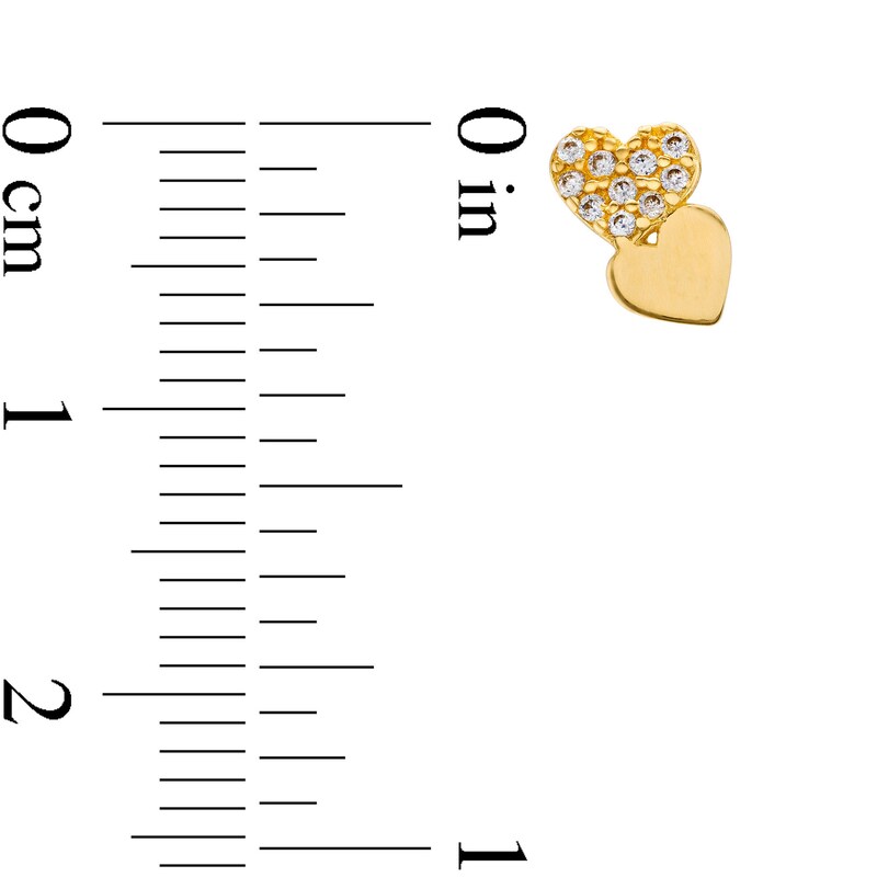 Main Image 2 of Child's Cubic Zirconia and Polished Double Heart Stud Earrings in 14K Gold