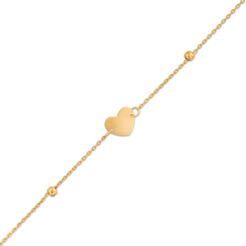 Child's Heart and Bead Station Bracelet in 14K Gold - 6.0"|Peoples Jewellers