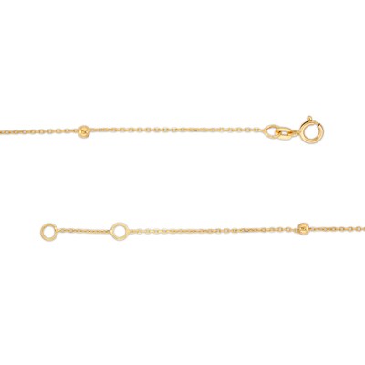 Child's Heart and Bead Station Bracelet in 14K Gold - 6.0"