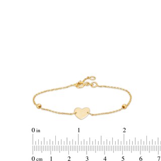 Child's Heart and Bead Station Bracelet in 14K Gold - 6.0"