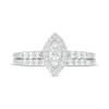 Thumbnail Image 4 of 0.45 CT. T.W. Marquise-Shaped Multi-Diamond Frame Bridal Set in 10K White Gold