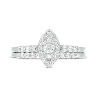 0.45 CT. T.W. Marquise-Shaped Multi-Diamond Frame Bridal Set in 10K Gold