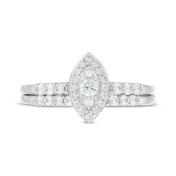 0.45 CT. T.W. Marquise-Shaped Multi-Diamond Frame Bridal Set in 10K Gold