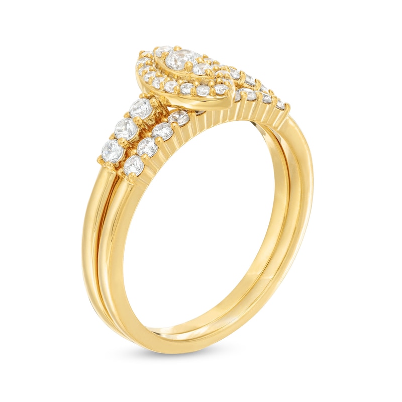Main Image 3 of 0.45 CT. T.W. Marquise-Shaped Multi-Diamond Frame Bridal Set in 10K Gold