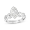 Thumbnail Image 1 of 0.23 CT. T.W. Marquise-Shaped Multi-Diamond Frame Art Deco-Inspired Bridal Set in Sterling Silver