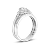 Thumbnail Image 2 of 0.18 CT. T.W. Marquise-Shaped Multi-Diamond Frame Leaf-Sides Bridal Set in Sterling Silver