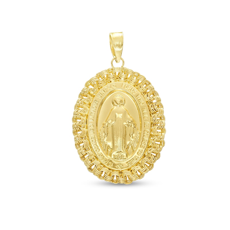 Oval Nugget Frame Virgin Mary Charm in 10K Gold|Peoples Jewellers