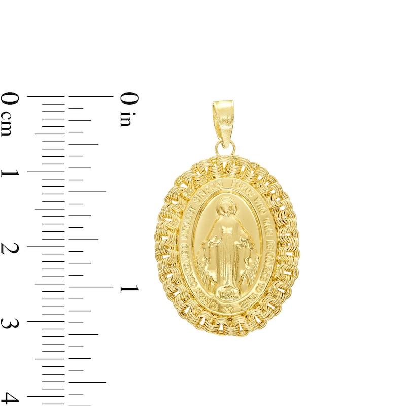 Oval Nugget Frame Virgin Mary Charm in 10K Gold
