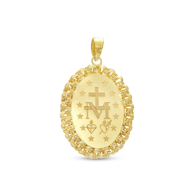 Oval Nugget Frame Virgin Mary Charm in 10K Gold|Peoples Jewellers