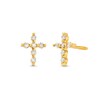 Thumbnail Image 1 of Child's 0.085 CT. T.W. Diamond Cross Stud Earrings in 14K Gold