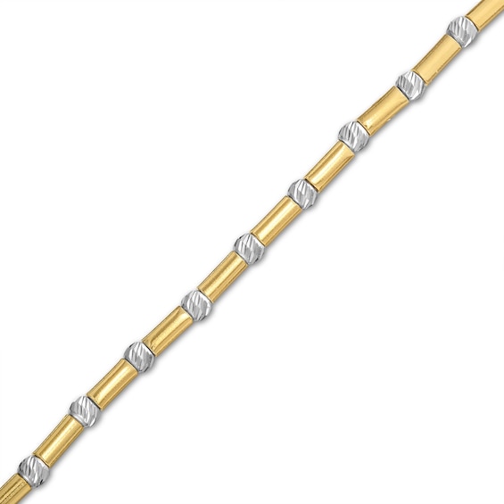 Diamond-Cut Bead Station Tube Bracelet in 18K Two-Tone Gold