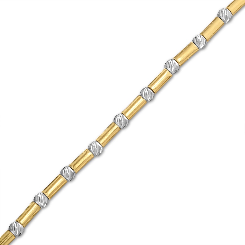 Diamond-Cut Bead Station Tube Bracelet in 18K Two-Tone Gold
