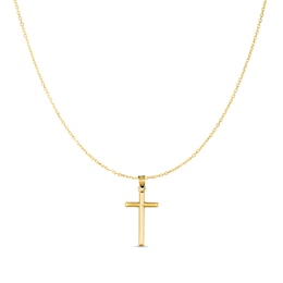 Cross Drop Pendant in Hollow 14K Gold
