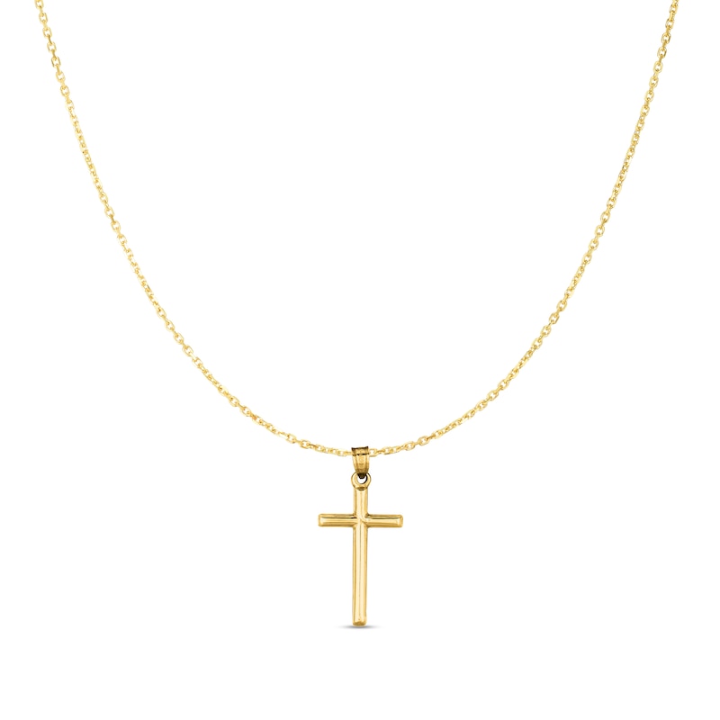 Men's Cross Drop Pendant in Hollow 14K Gold | Peoples Jewellers