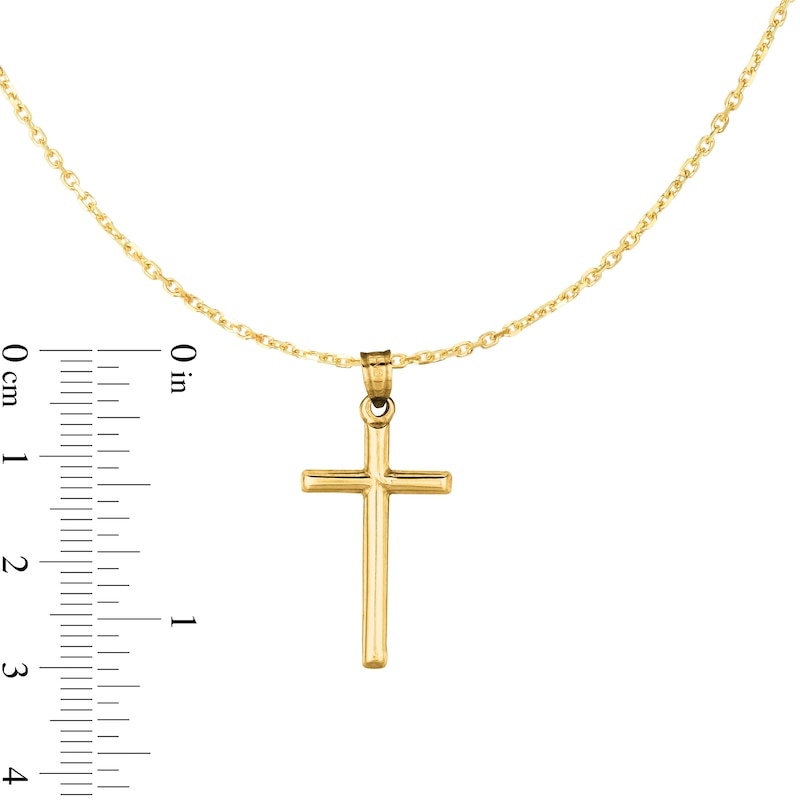 Main Image 3 of Cross Drop Pendant in Hollow 14K Gold