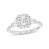 Thumbnail Image 0 of 1.23 CT. T.W. Emerald-Cut and Trillion Diamond Frame Past Present Future® Engagement Ring in 14K White Gold (I/SI2)