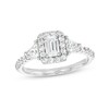 Thumbnail Image 1 of 1.23 CT. T.W. Emerald-Cut and Trillion Diamond Frame Past Present Future® Engagement Ring in 14K White Gold (I/SI2)