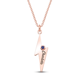 Gemstone and Engravable Lightning Bolt Pendant (1 Stone and Line)