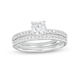 Canadian Certified Centre Diamond 1.33 CT. T.W. Bridal Set in 14K White Gold (I/I1)