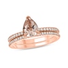 Thumbnail Image 1 of Pear-Shaped Morganite and 0.32 CT. T.W. Diamond Bridal Set in 10K Rose Gold