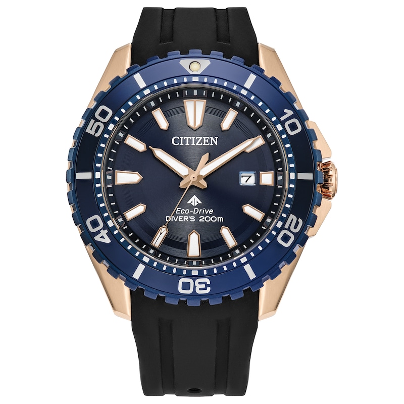Men's Citizen Eco-Drive® Promaster Dive Two-Tone IP Strap Watch with Blue Dial (Model: BN0196-01L)|Peoples Jewellers