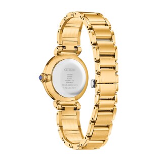 Ladies' Citizen Eco-Drive® L Mae Diamond Accent Gold-Tone Watch with Mother-of-Pearl Dial (Model: EM1062-57D)