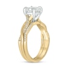 Thumbnail Image 2 of 8.0mm White Lab-Created Sapphire and 0.23 CT. T.W. Diamond Twist Shank Bridal Set in 10K Gold