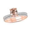 Thumbnail Image 0 of Oval Morganite and 0.32 CT. T.W. Diamond Bridal Set in 10K Rose Gold