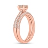 Thumbnail Image 1 of 6.0mm Morganite and 0.47 CT. T.W. Diamond Double Row Vintage-Style Bridal Set in 10K Rose Gold