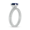 Thumbnail Image 1 of Oval Blue Lab-Created Sapphire and 0.30 CT. T.W. Diamond Bridal Set in 10K White Gold