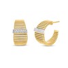 Thumbnail Image 1 of 0.25 CT. T.W. Diamond Ribbed J-Hoop Earrings in 18K Gold