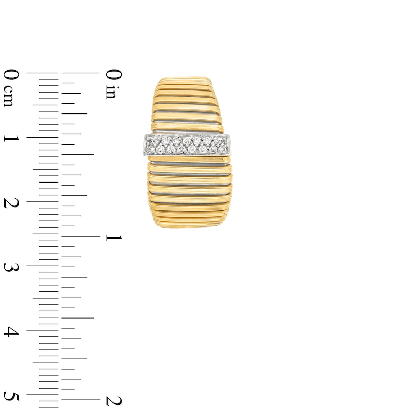 0.25 CT. T.W. Diamond Ribbed J-Hoop Earrings in 18K Gold