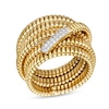 Thumbnail Image 0 of Italian Gold 0.085 CT. T.W. Diamond Ribbed Layered Ring in 18K Gold - Size 7