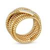 Thumbnail Image 2 of Italian Gold 0.085 CT. T.W. Diamond Ribbed Layered Ring in 18K Gold - Size 7
