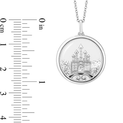 Collector's Edition Enchanted Disney 100th Anniversary 0.065 CT. T.W. Diamond and White Topaz Castle Pendant in Sterling Silver