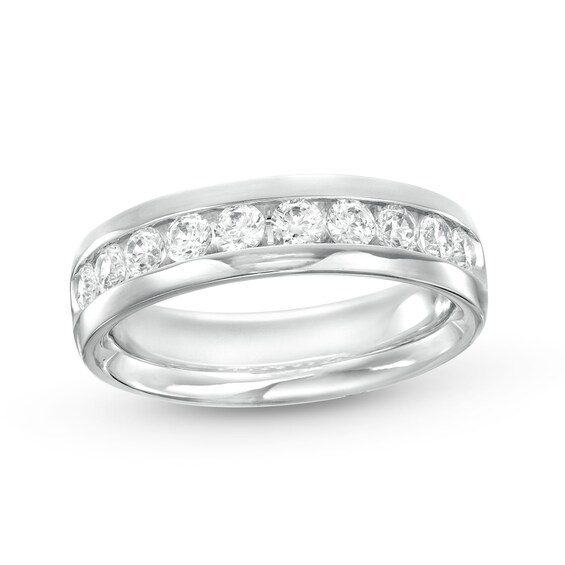 Men's 1.00 CT. T.W. Certified Lab-Created Diamond Ten Stone Wedding Band in 14K White Gold (F/SI2)