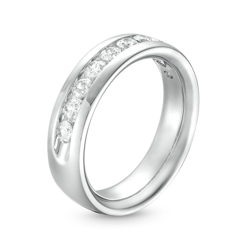 Main Image 3 of Men's 1.00 CT. T.W. Certified Lab-Grown Diamond Ten Stone Wedding Band in 14K White Gold (F/SI2)