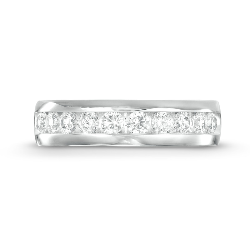 Main Image 4 of Men's 1.00 CT. T.W. Certified Lab-Grown Diamond Ten Stone Wedding Band in 14K White Gold (F/SI2)