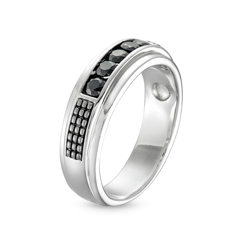 Men's 0.50 CT. T.W. Black Diamond Five Stone Wedding Band in 10K White Gold|Peoples Jewellers