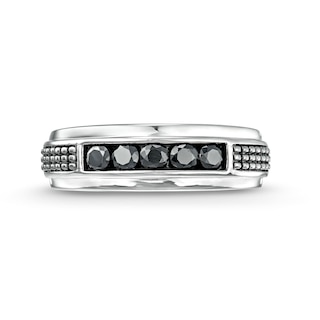 Men's 0.50 CT. T.W. Black Diamond Five Stone Wedding Band in 10K White Gold