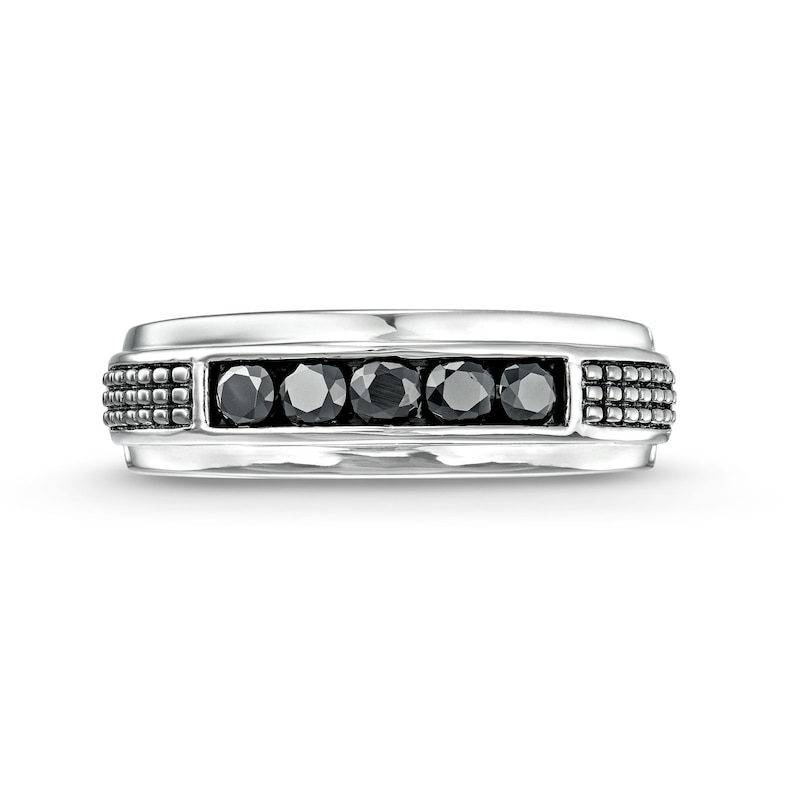 Men's 0.50 CT. T.W. Black Diamond Five Stone Wedding Band in 10K White Gold