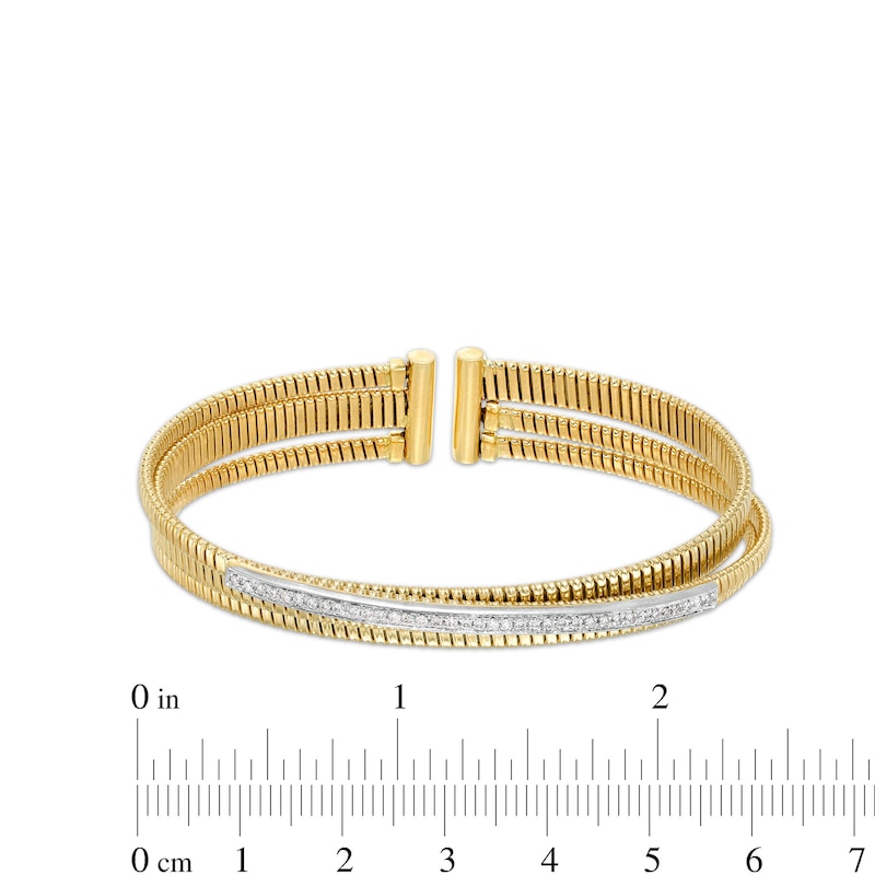 Main Image 3 of 0.30 CT. T.W. Diamond Ribbed Layered Cuff in 18K Gold