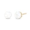 Thumbnail Image 1 of 5.0mm Freshwater Cultured Pearl Button Stud Earrings in 10K Gold