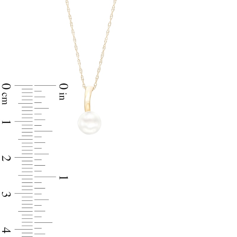 Main Image 3 of 6.0mm Freshwater Cultured Pearl Curved Drop Pendant in 10K Gold