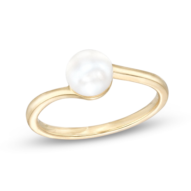 6.0mm Cultured Freshwater Pearl Bypass Ring in 10K Gold|Peoples Jewellers