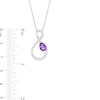 Pear-Shaped Amethyst and White Lab-Created Sapphire Loop Infinity Pendant in Sterling Silver