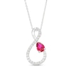 Thumbnail Image 0 of Pear-Shaped Lab-Created Ruby and White Lab-Created Sapphire Infinity Pendant in Sterling Silver