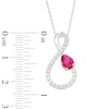 Thumbnail Image 3 of Pear-Shaped Lab-Created Ruby and White Lab-Created Sapphire Infinity Pendant in Sterling Silver