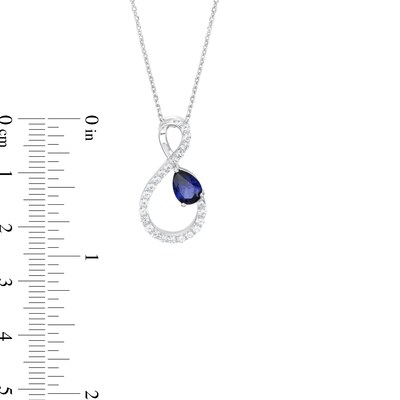 Pear-Shaped Blue and White Lab-Created Sapphire Loop Infinity Pendant in Sterling Silver