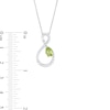 Pear-Shaped Peridot and White Lab-Created Sapphire Loop Infinity Pendant in Sterling Silver